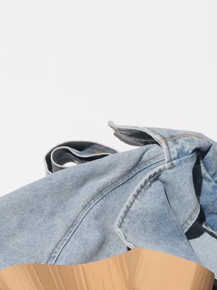 Pleated Peplum Denim Jacket