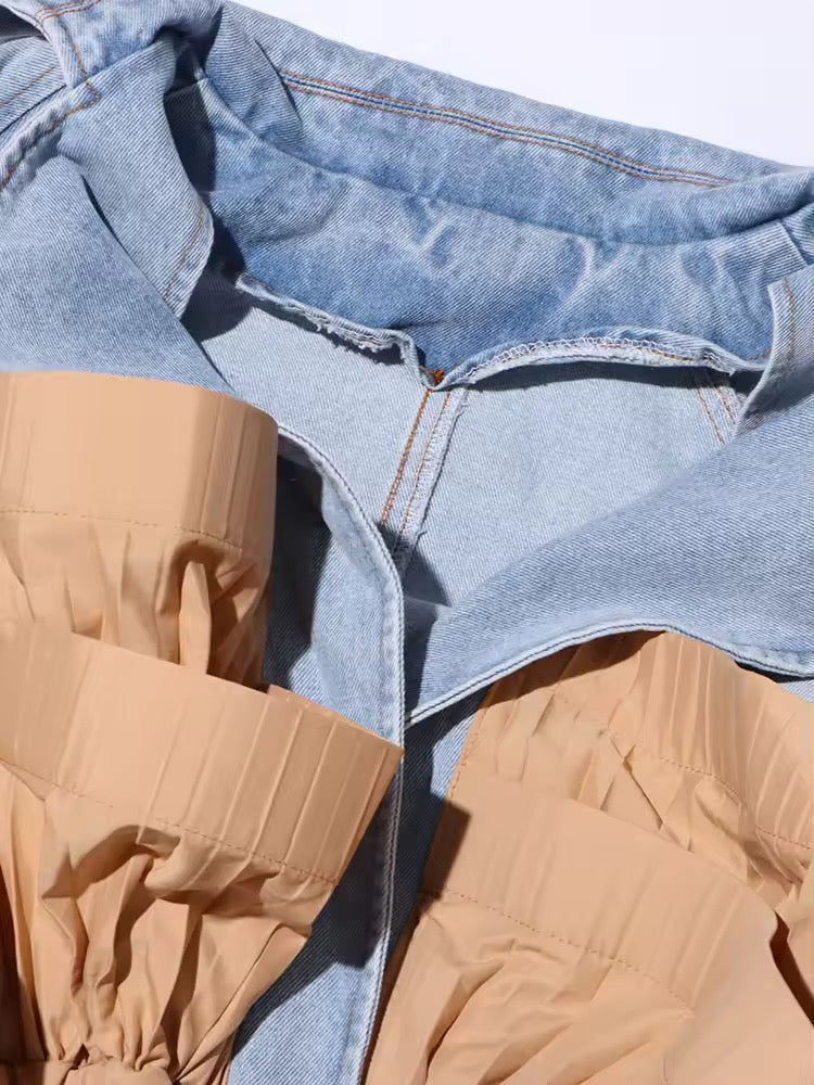 Pleated Peplum Denim Jacket