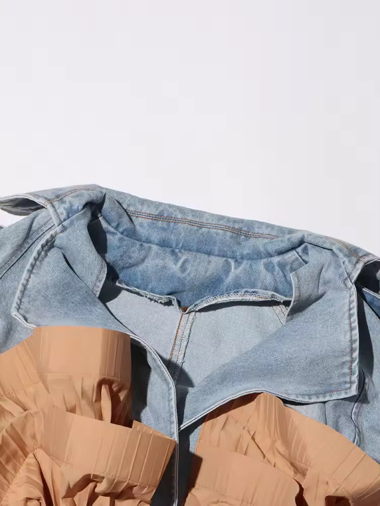 Pleated Peplum Denim Jacket