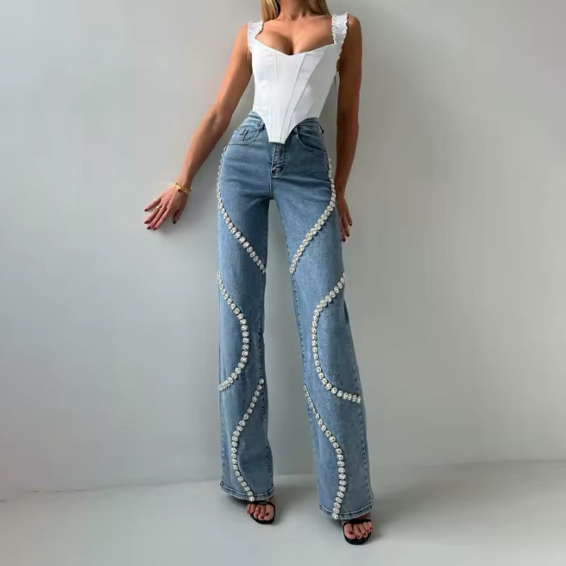 Crystal Wave Flare Jeans