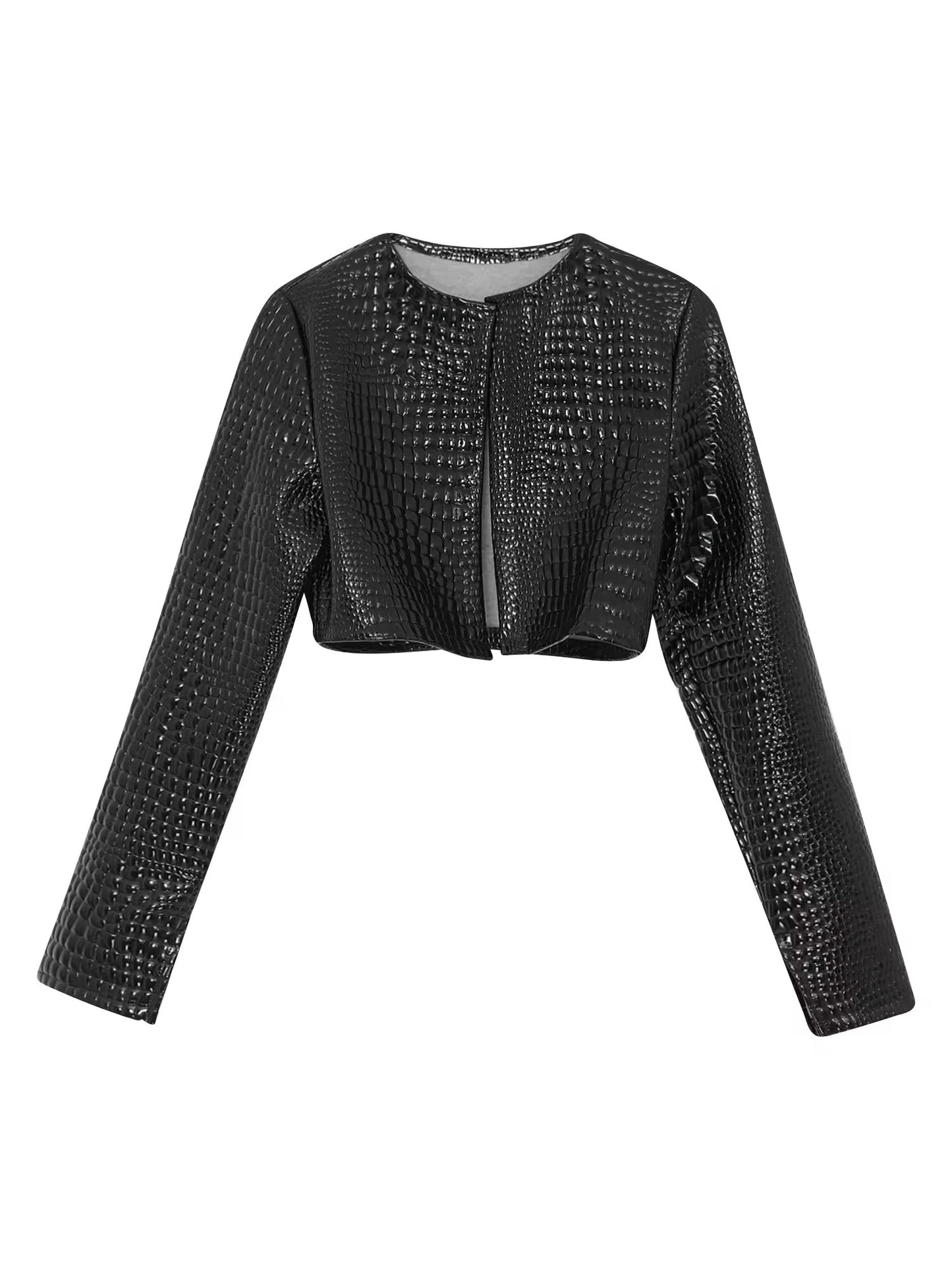 Crimson Allure Croc-Effect Jacket