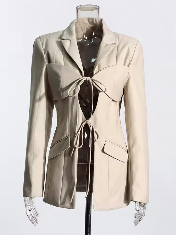 Chic Tie-Front Structured Blazer