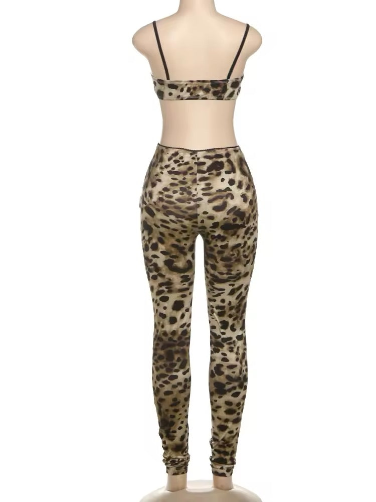 Wild Charm Leopard Print Two-Piece Set