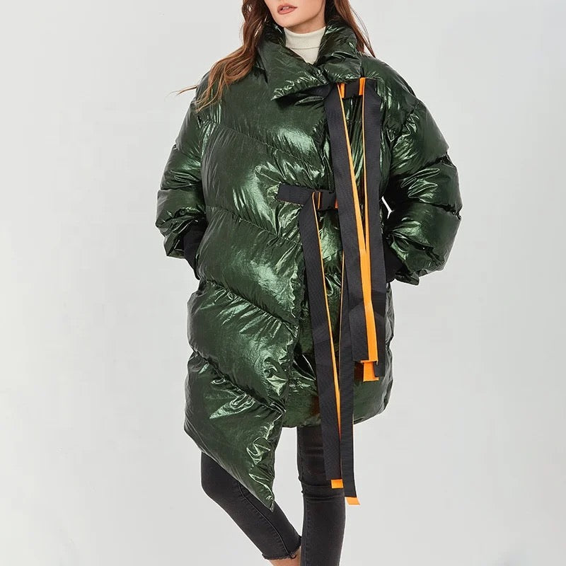 Metallic Luxe Puffer Coat