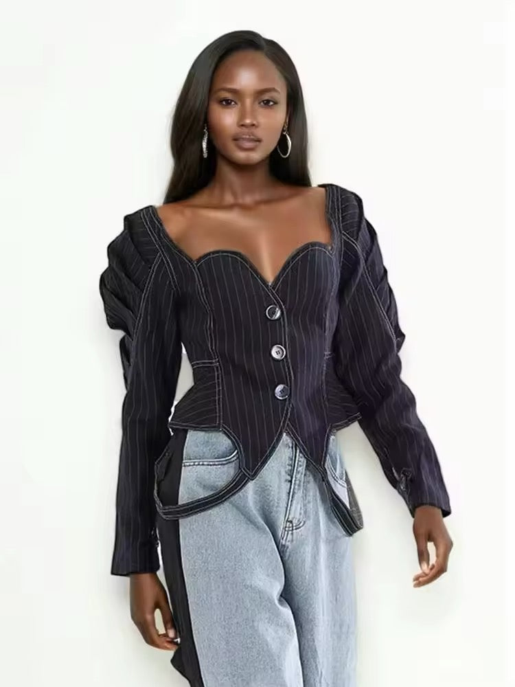 Pinstripe Corset Blazer