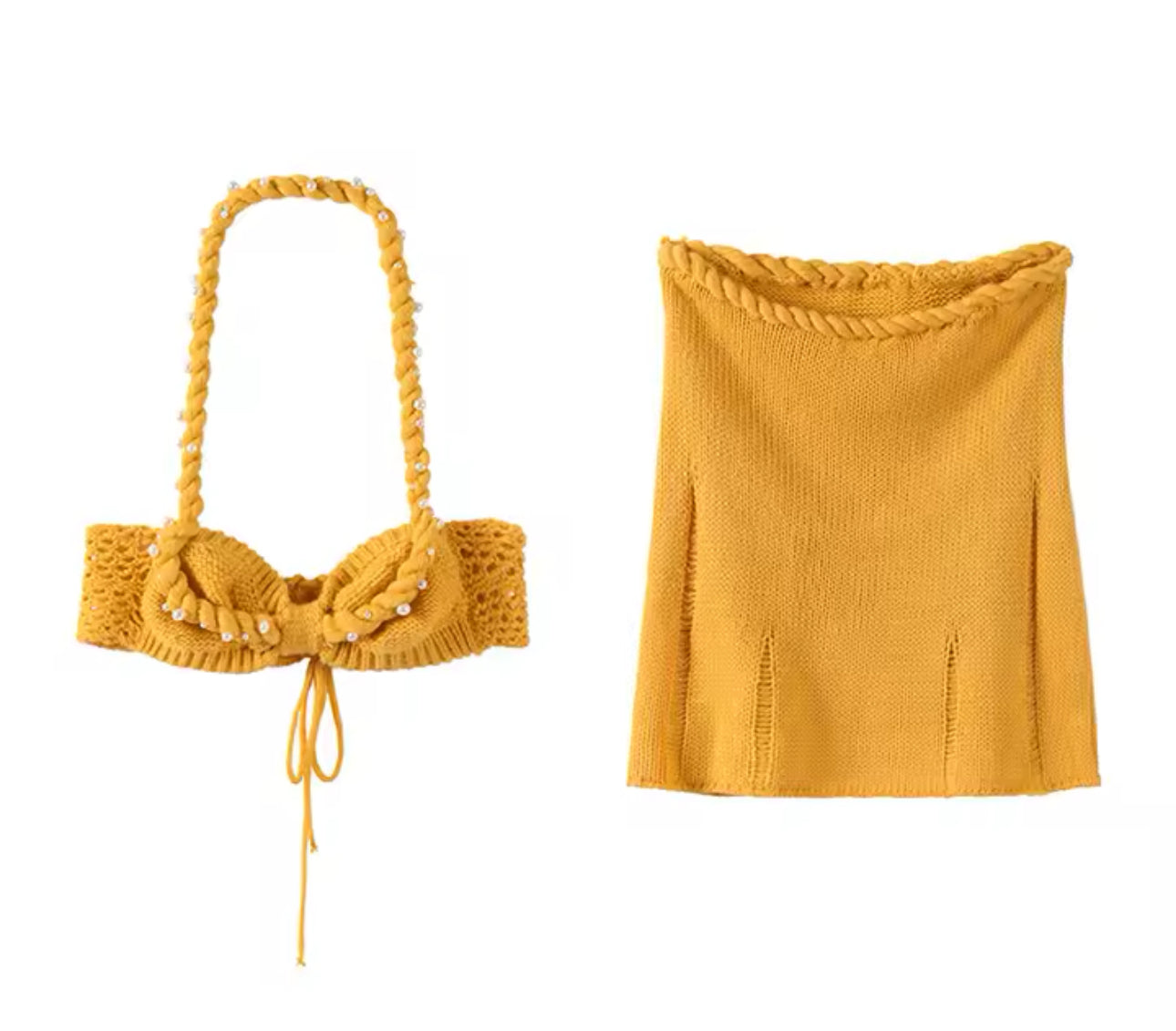 Golden Glow Crochet Knit Set