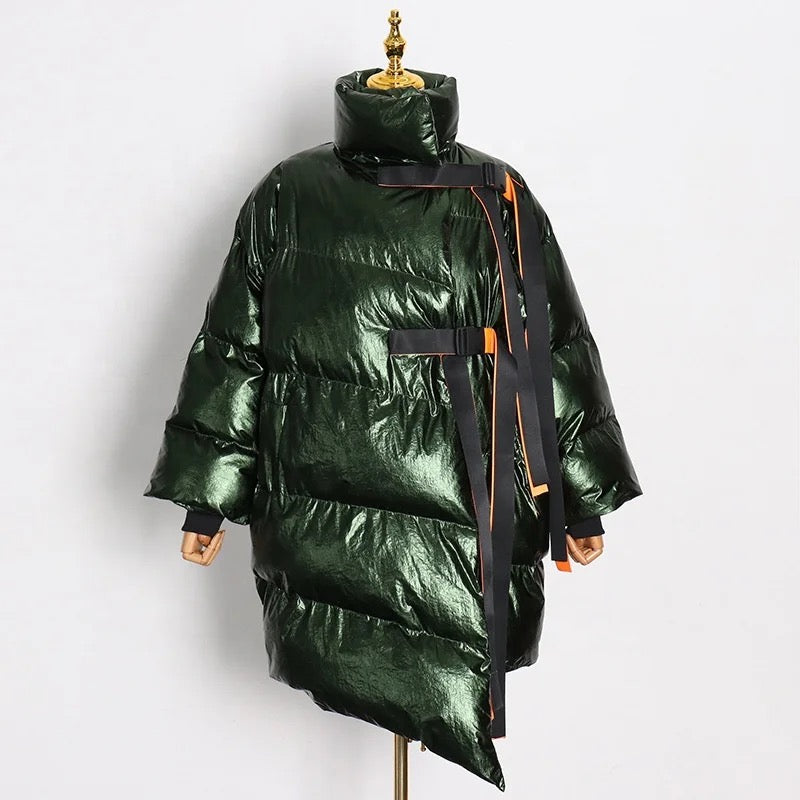 Metallic Luxe Puffer Coat