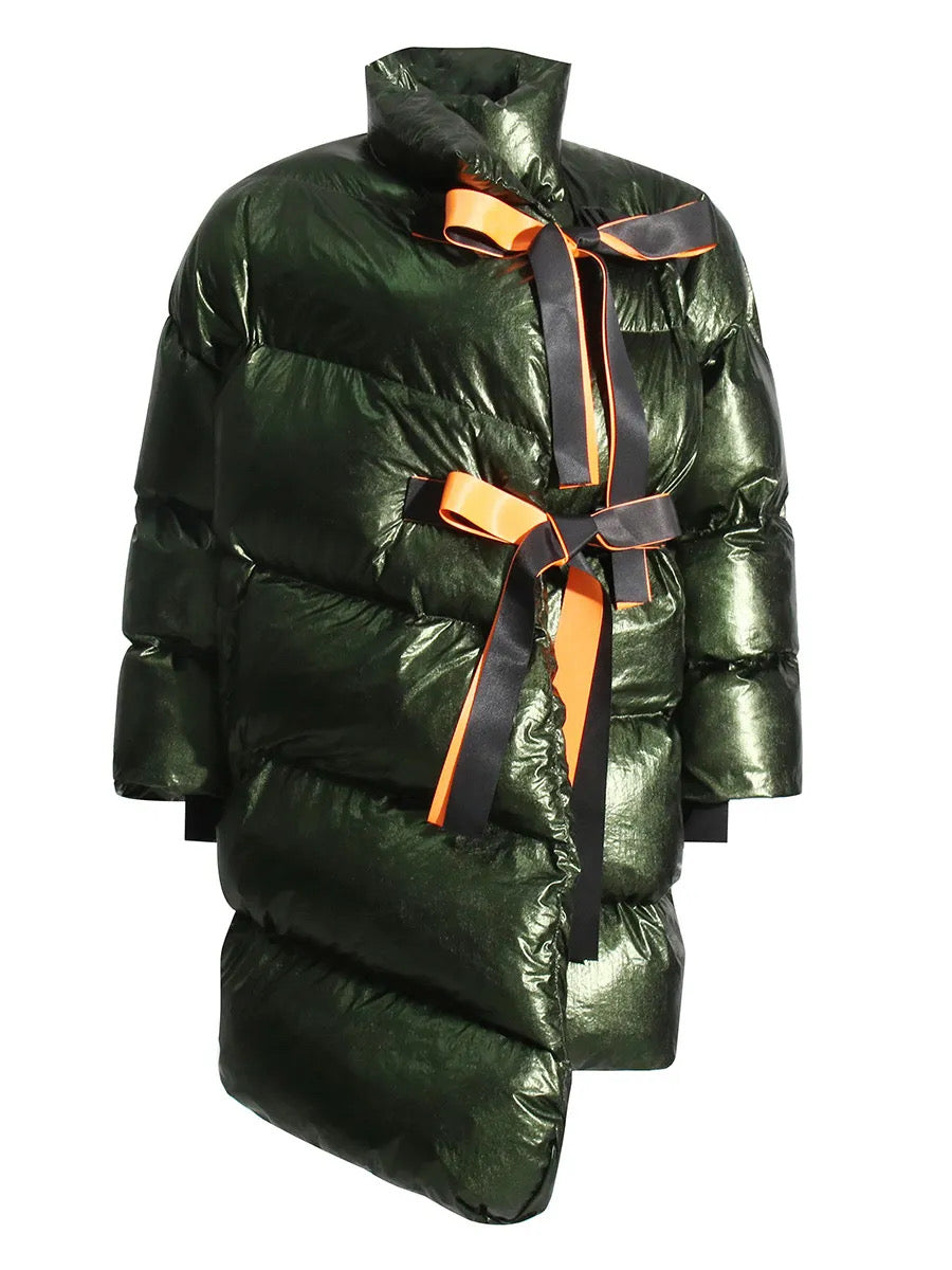 Metallic Luxe Puffer Coat