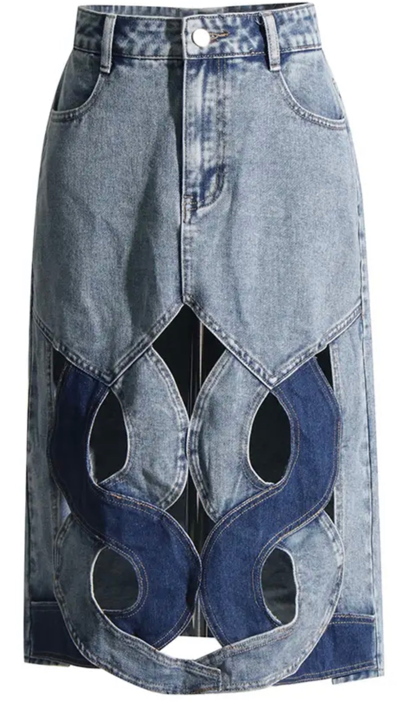 Denim Hollow Out Skirt