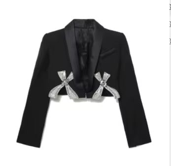 Luxe Bow Crystal Blazer