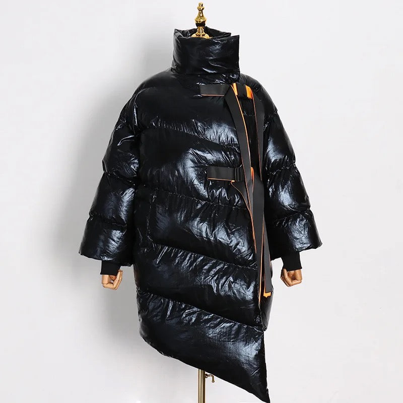 Metallic Luxe Puffer Coat