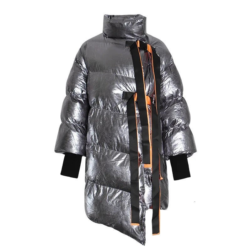 Metallic Luxe Puffer Coat