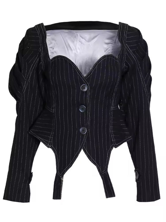 Pinstripe Corset Blazer