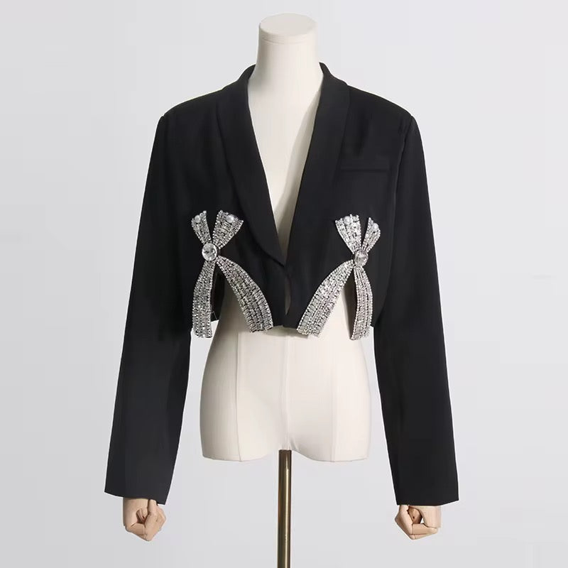 Luxe Bow Crystal Blazer