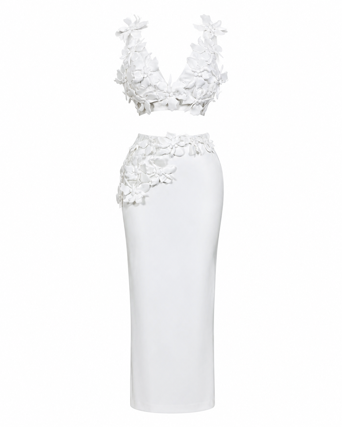Fleur white floral two-piece maxi set invisible mannequin view