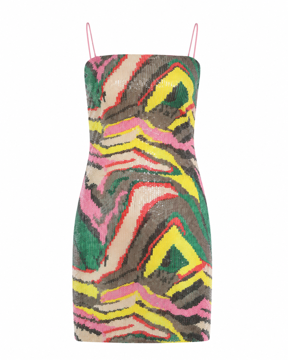 Kaleidoscope multicolor sequin mini dress invisible mannequin product view