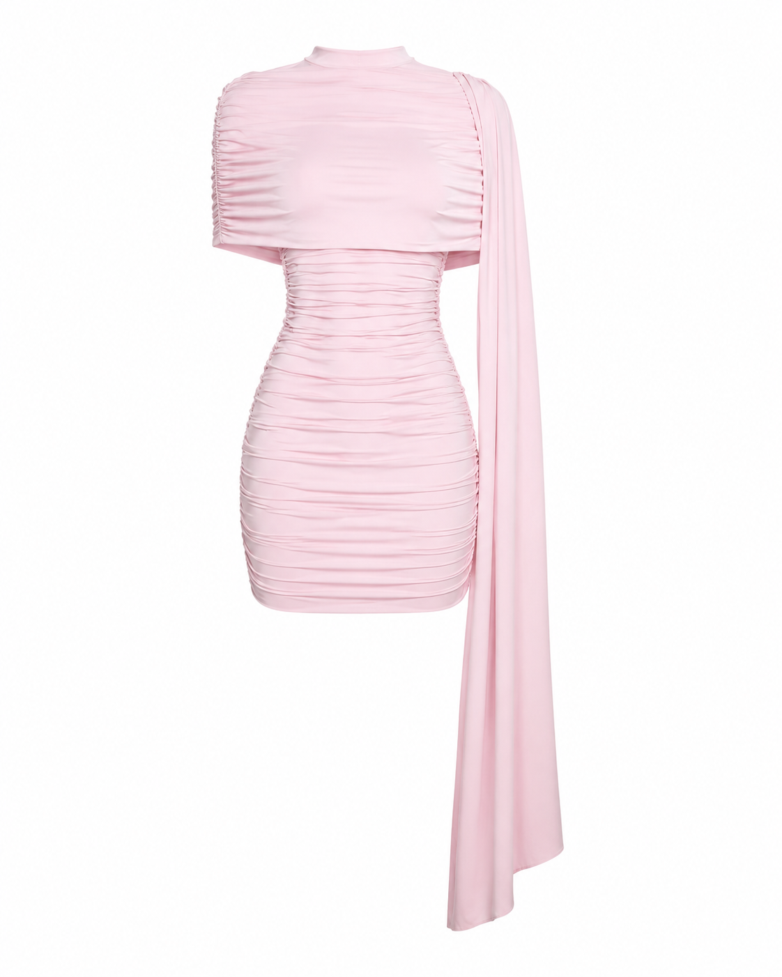 BLANC LOVE blush ruched scarf mini dress front view