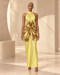 BLANC LOVE Soleil Bloom Crystal Halter Maxi Dress front view