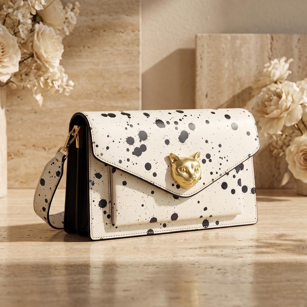 Gallery Muse black and charcoal splatter top-grain leather crossbody bag