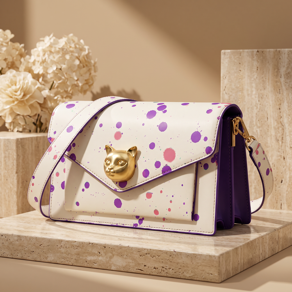 Gallery Muse purple and pink splatter top-grain leather crossbody bag