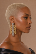 BLANC LOVE mixed metal sculptural statement earrings side view