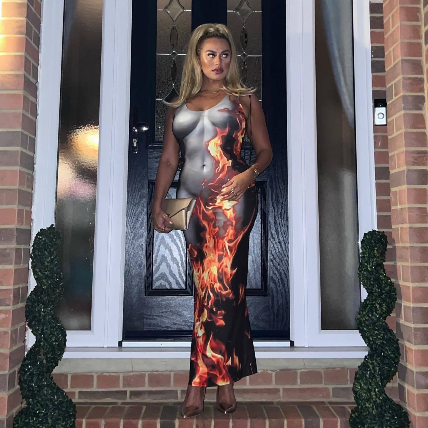 Flame Off Sleeveless Fitted Dress