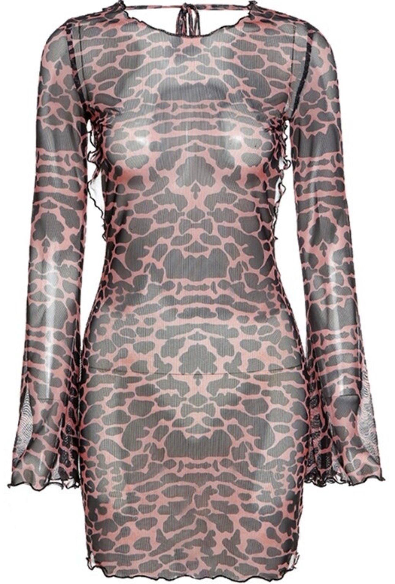 Purrfect Sheer Leopard Print Backless Dress