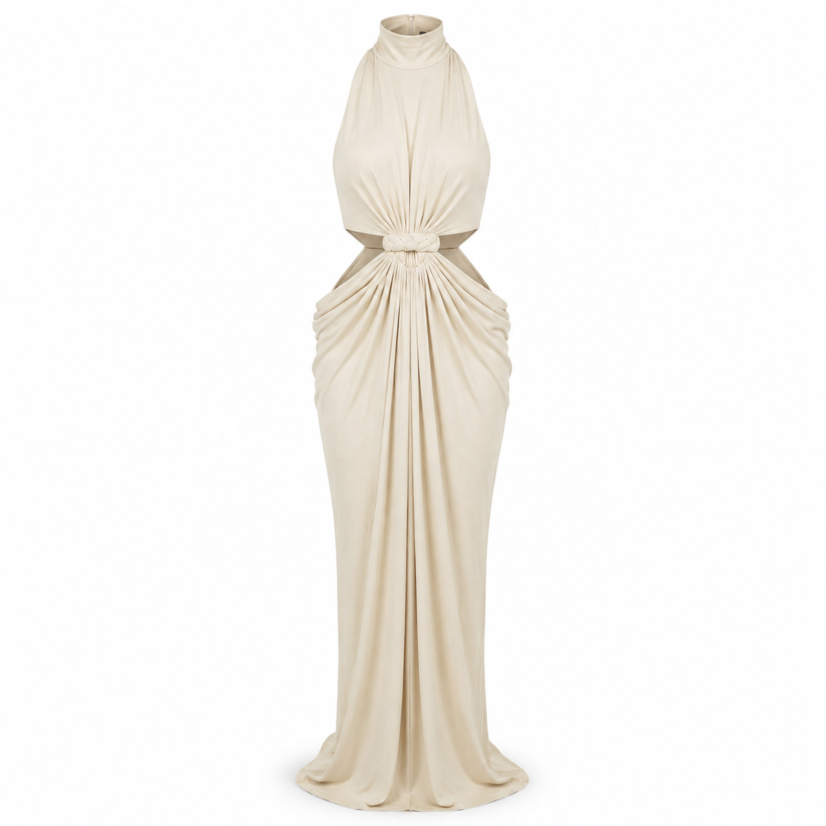 Infinity Knot Halter Gown on an invisible mannequin