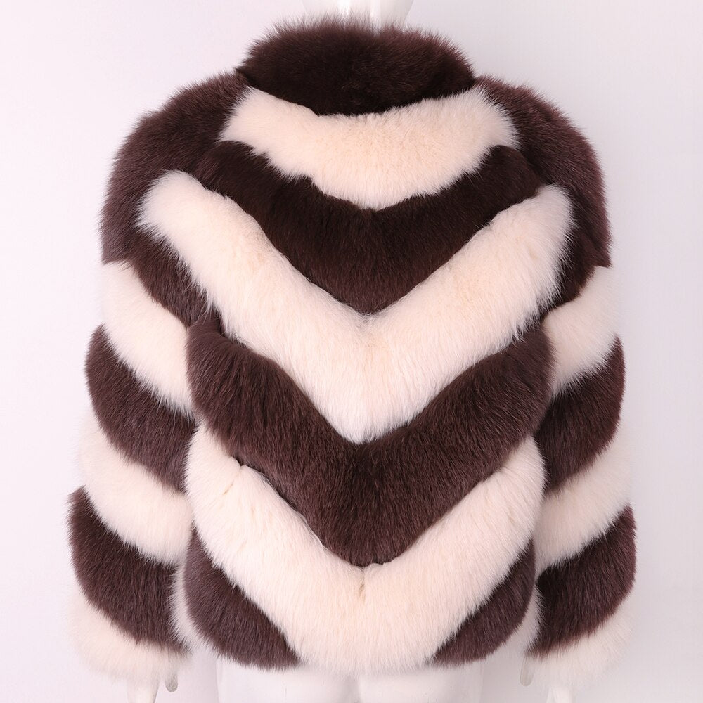 Color-Block Standout Fox Fur BLANC LOVE