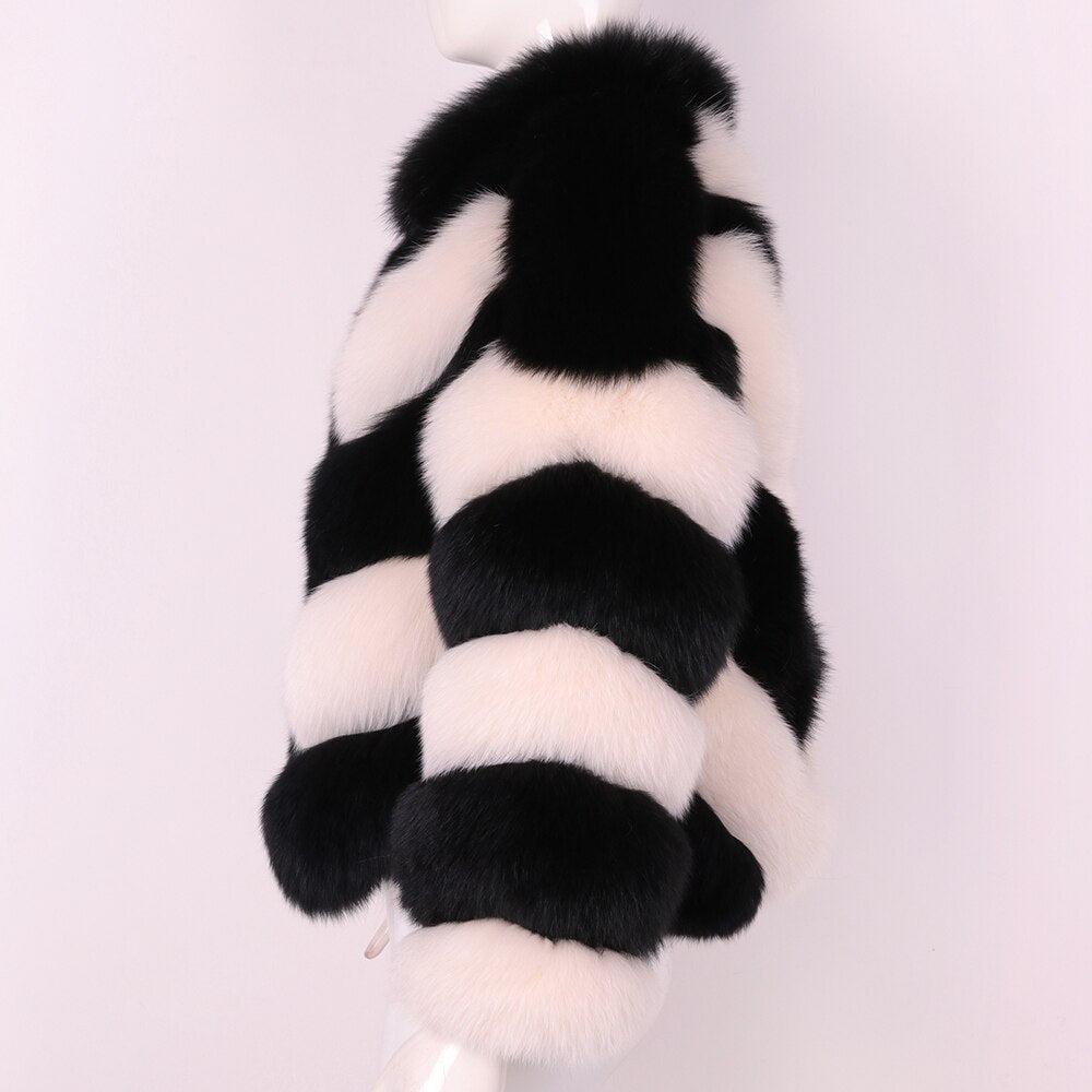 Color-Block Standout Fox Fur BLANC LOVE