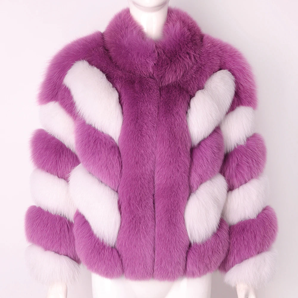 Color-Block Standout Fox Fur BLANC LOVE