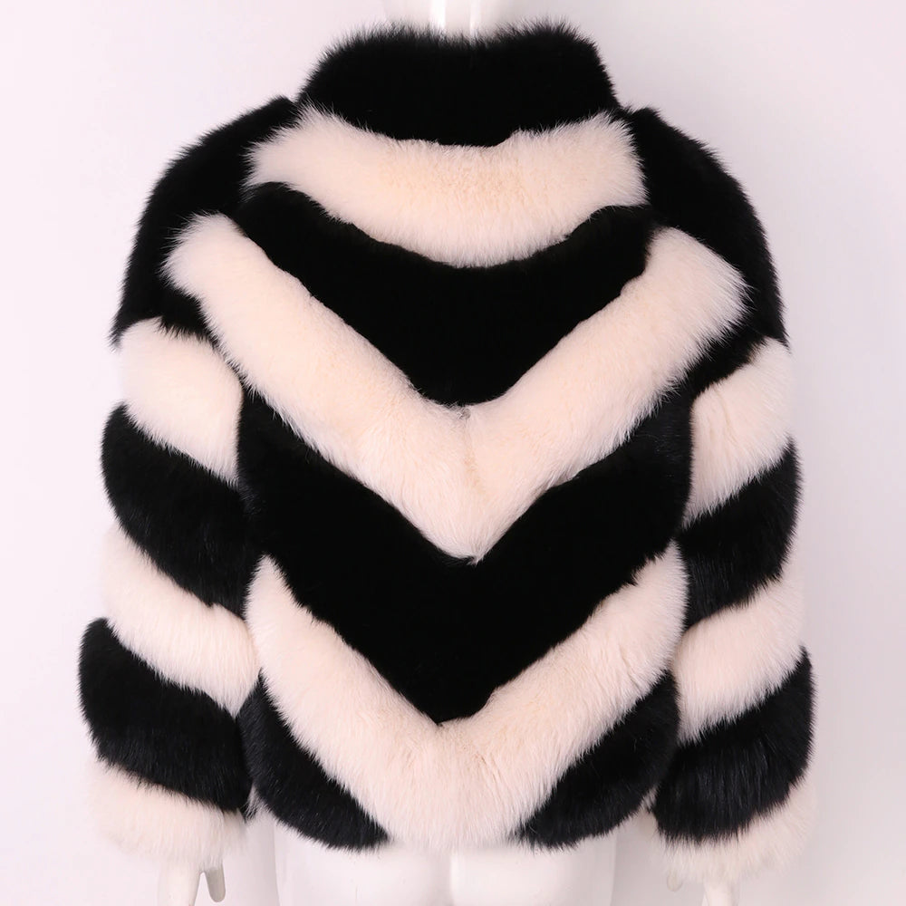 Color-Block Standout Fox Fur BLANC LOVE