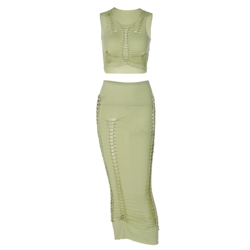Ruched Up Two Piece Set BLANC LOVE