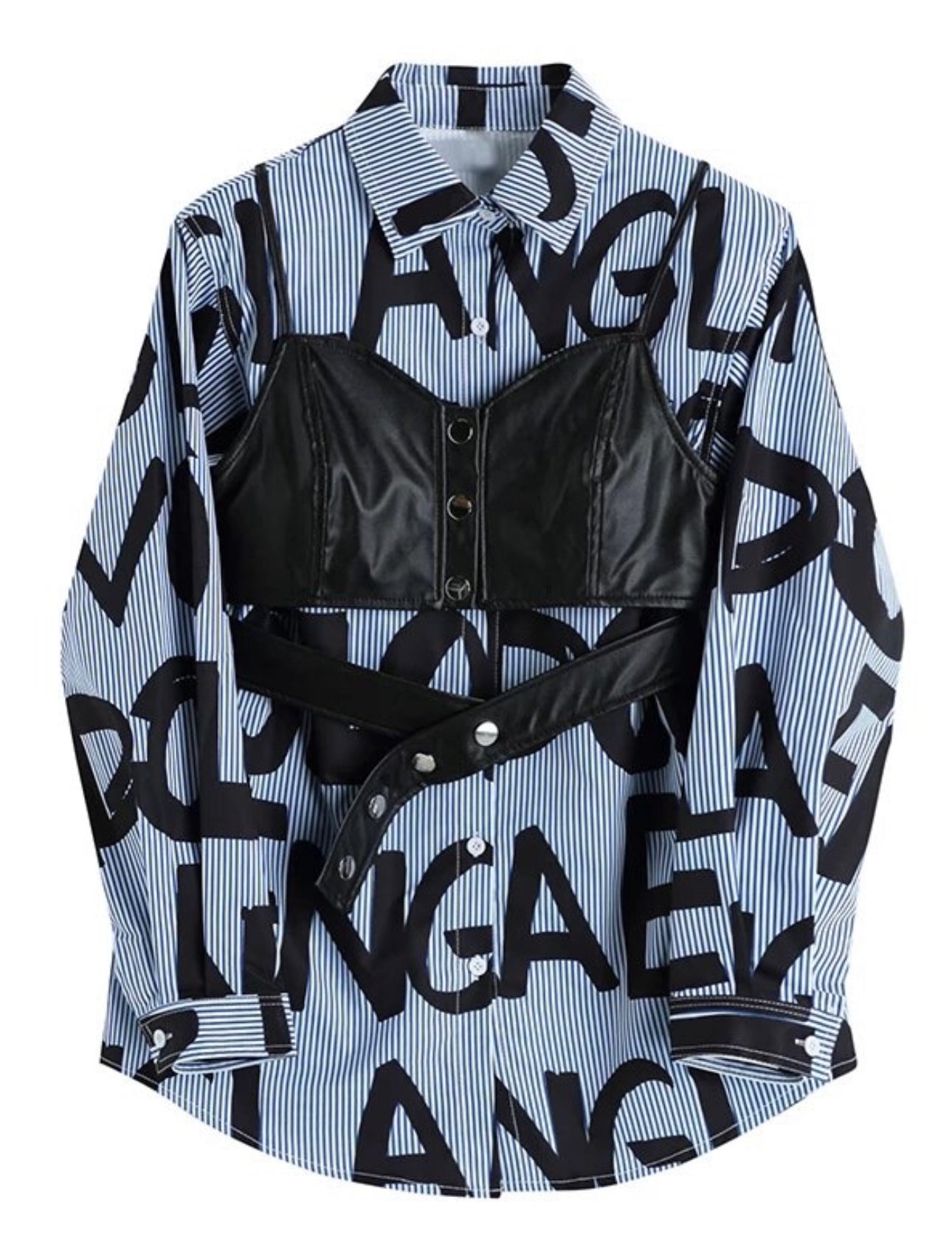 Lettered Graphic Oversized Shirt BLANC LOVE