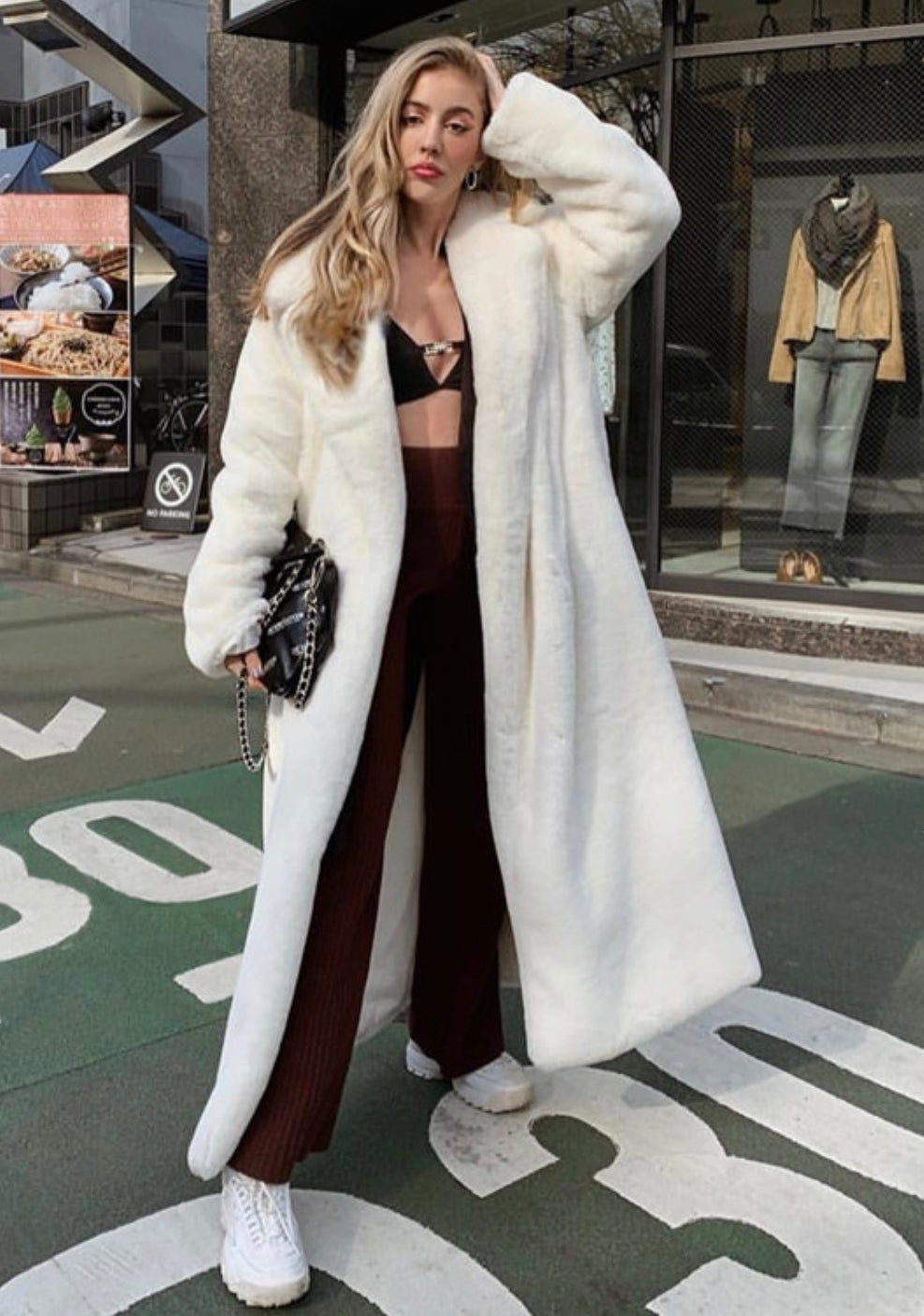 White sales oversized coat