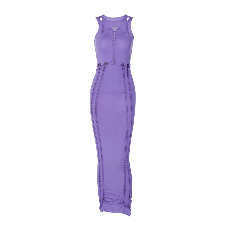 Violet Ripped Cutout Dress