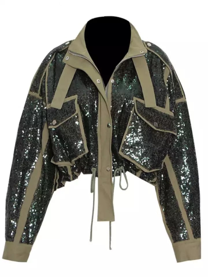 Downtown Big Pocket Sequin jacket BLANC LOVE
