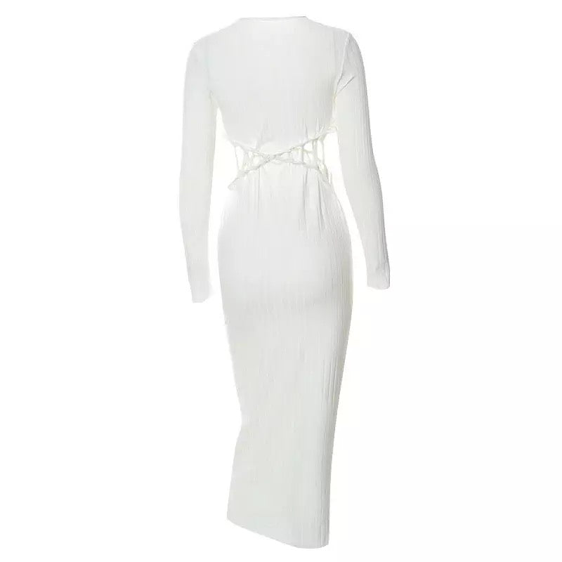 Mid Cage Long Sleeve Dress BLANC LOVE