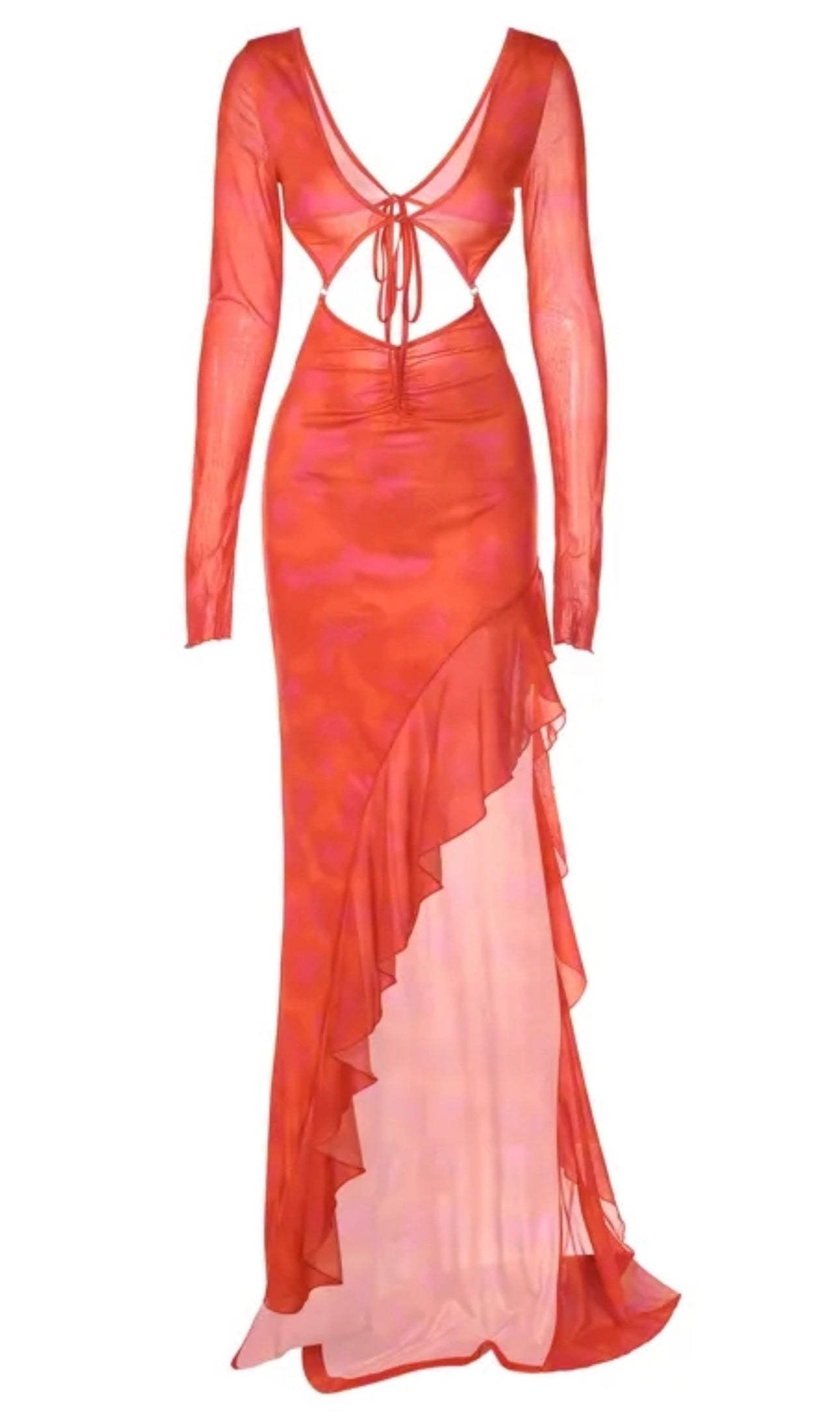 Goddess Bralette Cut Sheer Mermaid Side Slit Dress