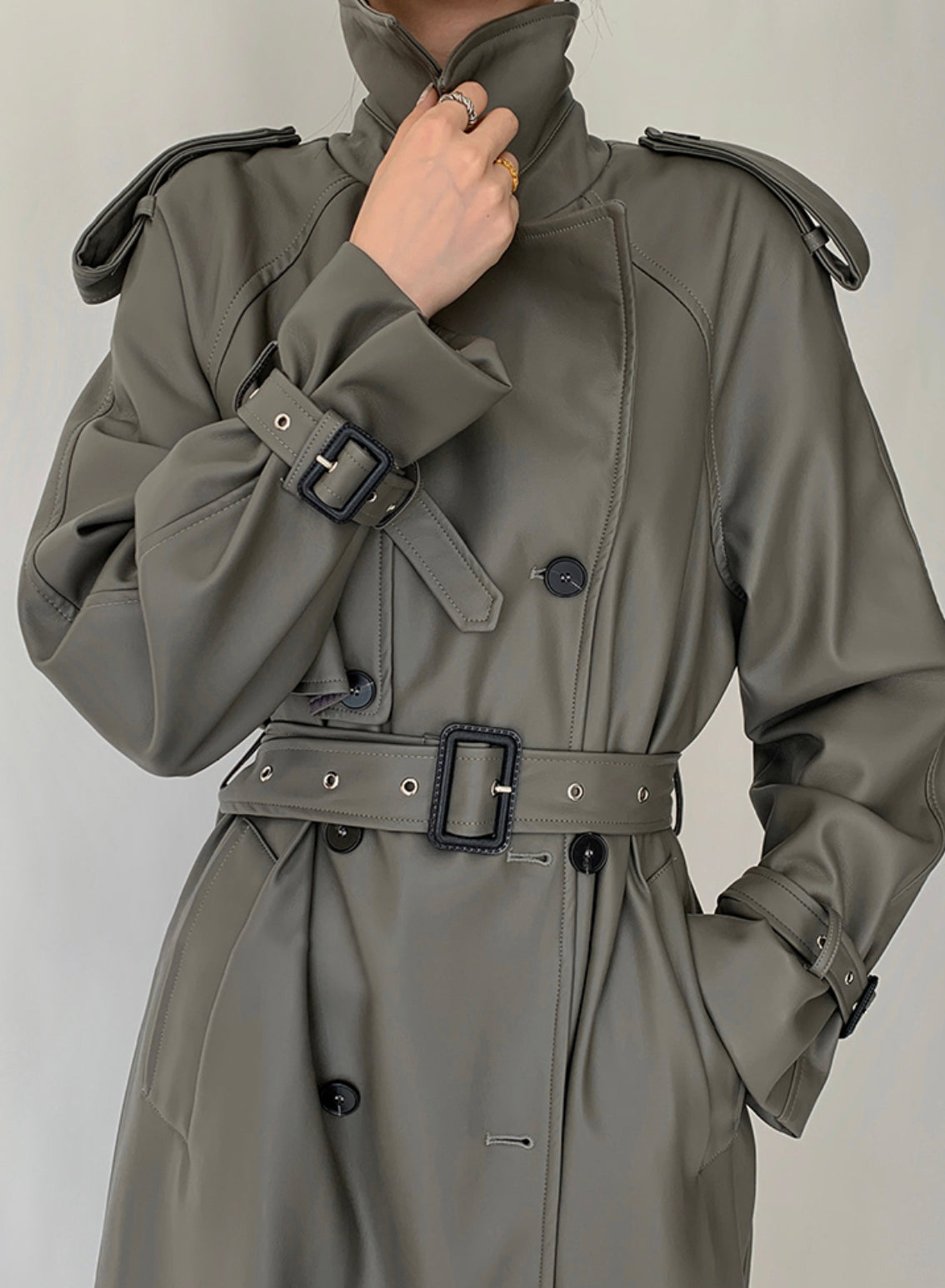 Calvin klein on sale leather trench coat